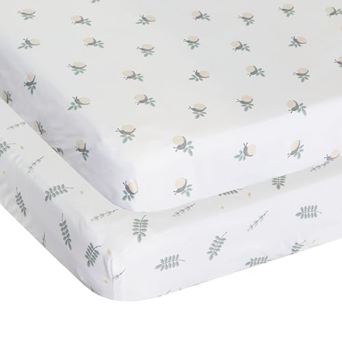 Chicco Forever Bamboo Crib Sheets (2 Pack), Soft and Hypoallergenic, Thermoregulating, Eco-Friendly, Suitable for Sensitive Skin, White, 09101122350990