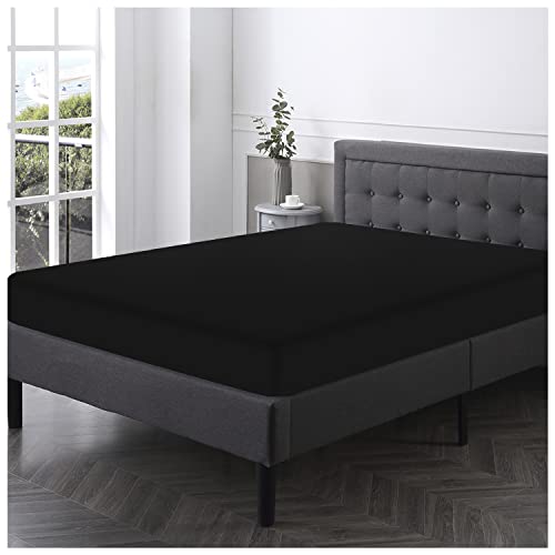 GC GAVENO CAVAILIA Luxury Deluxe Fitted & Flat Sheet, Easy Care Soft & Cosy Polycotton Bed Sheets & Pillowcase, Black, King
