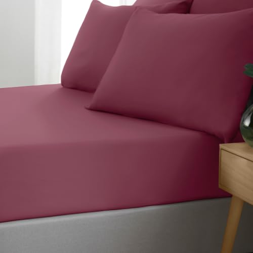 Catherine Lansfield So Soft Non-Iron Single Fitted Sheet Burgundy