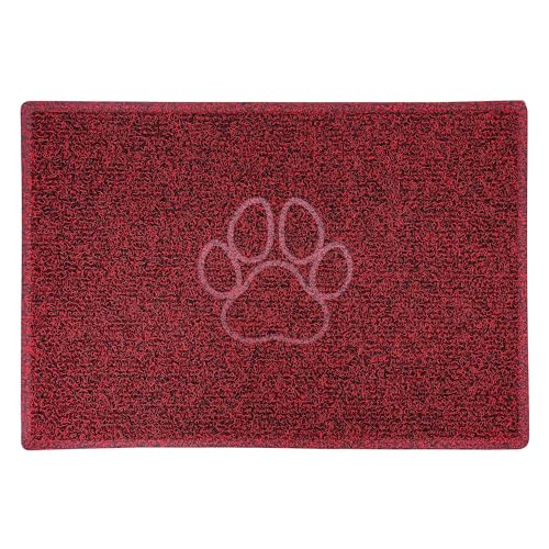 Nicoman PAW Embossed Shape Door Mat-Trapper Jet-Washable Doormat-(Use Indoor or Sheltered Outdoor), Large (90x60cm), Red with Black