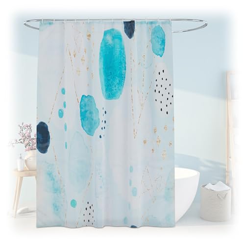 Relaxdays Shower Curtain, Patterned, 180 x 200 cm, Mould Resistant, Washable, 12 Rings, for Bathtub, Multicoloured, Polyester