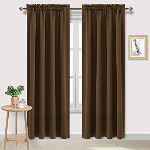 DWCN Blackout Curtains Room Darkening Thermal Insulated Bedroom Curtains Window Curtain Panels, 52 x 84 inches Long, Set of 2 Brown Rod Pocket Drapes