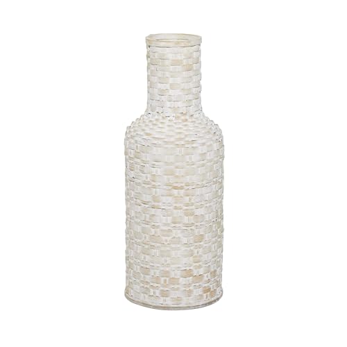 "Deco 79 Vase, Bamboo, White, 8"" L x 8"" W x 22"" H"
