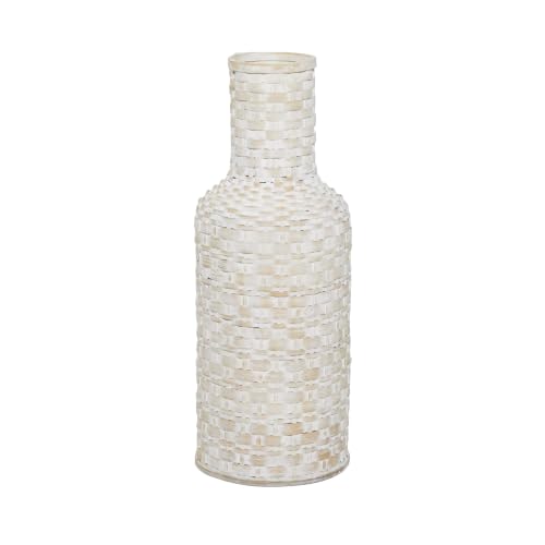 "Deco 79 Vase, Bamboo, White, 8"" L x 8"" W x 22"" H"