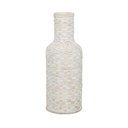 "Deco 79 Vase, Bamboo, White, 8"" L x 8"" W x 22"" H"