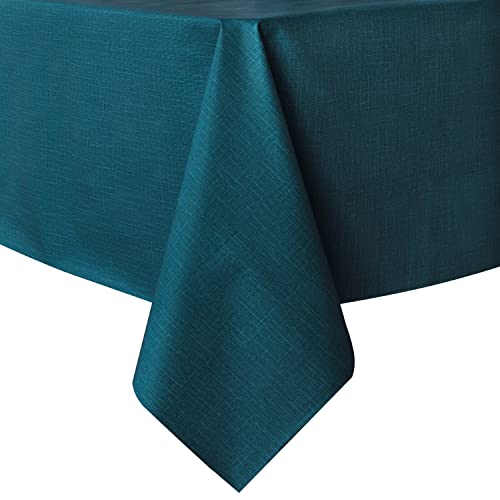 sancua Waterproof Vinyl Tablecloth Table Cloth 60x102 Inch, Deep Teal - 100% Oil Spill Proof, PVC Material, Wipe Clean Table Cover for Dining Tables, Buffet Parties and Camping