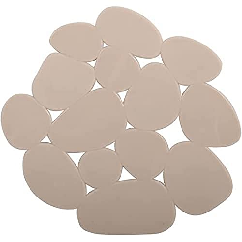 MSV PVC Non-Slip Pebbles Bath Mats, Set of 4, Beige