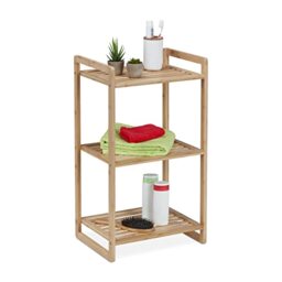 Relaxdays Bamboo Shelf, HxWxD: 70 x 40 x 30 cm, Free-Standing, with 3 Tiers, Bathroom, Kitchen, Living room, Natural
