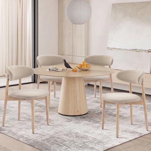 COLAMY Modern Dining Chairs Set with Wooden Legs – Upholstered Fabric Dining Room Chairs with Curved Backrest, Soft Cushion Seat, and Sturdy Rubberwood Frame for Kitchen, Living Room, or Café