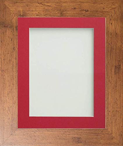 Frame Company Watson Range Rustic A4 Picture Photo Frame with Red Mount for Image 10x6 inch *Choice of Sizes* Fitted with Real Glass