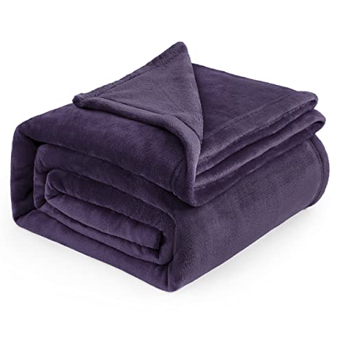 Bedsure Fleece Blanket King Size - Soft Cosy Fluffy Throw Blankets for Bed, Warm Large Throws for Audlts, Purple, 270x230 cm