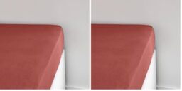 TODAY Essential Jersey Fitted Sheet 90 x 190 cm 100% Cotton Plain, Terracotta (Pack of 2)