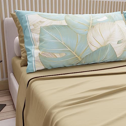 PETTI Artigiani Italiani - Cotton Sheets with Pillowcases in Digital Print, Single Bed Sheet, Single Bed Set, Taupe, 100% Made in Italy