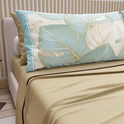 PETTI Artigiani Italiani - Cotton Sheets with Pillowcases in Digital Print, Single Bed Sheet, Single Bed Set, Taupe, 100% Made in Italy