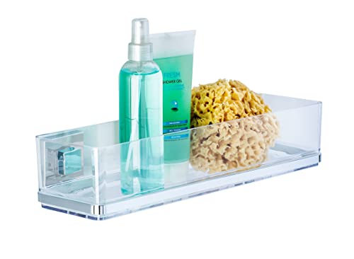 WENKO 22685100 Vacuum-Loc?? wall shelf Maxi Quadro, Stainless steel, 38.5 x 8.5 x 14.5 cm, Shiny