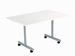 Office Hippo Office Table, Sturdy & Stylish Tilting Table Desk, Work Table For Home Office, Versatile Computer Table For Meeting Room or Boardroom, 5 Year Guarantee - White/Silver