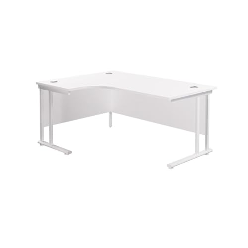 Office Hippo - L Shaped Office Desk 160 x 120cm. Large Corner Computer Desk For Home Office With Integrated Cable Ports, Ideal For Work, Study, Gaming And Hobby Workstation (White/White)