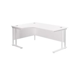 Office Hippo - L Shaped Office Desk 160 x 120cm. Large Corner Computer Desk For Home Office With Integrated Cable Ports, Ideal For Work, Study, Gaming And Hobby Workstation (White/White)