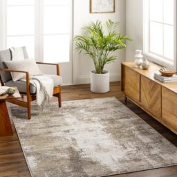 Livabliss Nalany Pysel Abstract Marble Style Floor Covering 120x170 cm – Modern Design for Living Room, Dining & Bedroom, Soft Medium Pile, Ivory, Brown & Taupe