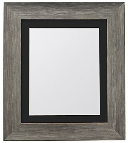 FRAMES BY POST Hygge Picture Photo Frame, Wolf Grey with Black Mount, 9 x 7 Image Size 6 x 4 Inches