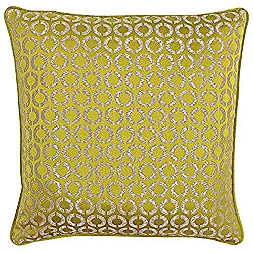 "Riva Paoletti Piccadilly Cushion Cover - Gold and Silver Geometric Circle Front - Purple Geometric Reverse - Jacquard Weave - Piped Edges - 100% Polyester - 50 x 50cm (20"" x 20"" inches)"