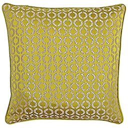 "Riva Paoletti Piccadilly Cushion Cover - Gold and Silver Geometric Circle Front - Purple Geometric Reverse - Jacquard Weave - Piped Edges - 100% Polyester - 50 x 50cm (20"" x 20"" inches)"