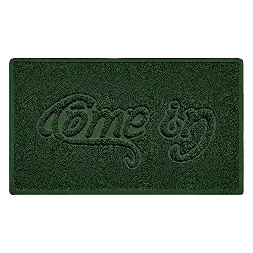 Nicoman COME-IN Embossed Shape Door Mat Dirt-Trapper Washable Barrier Doormat-(Use Indoor or Sheltered Outdoor)-(75x44cm/29.5x17.3inches,Medium) Green