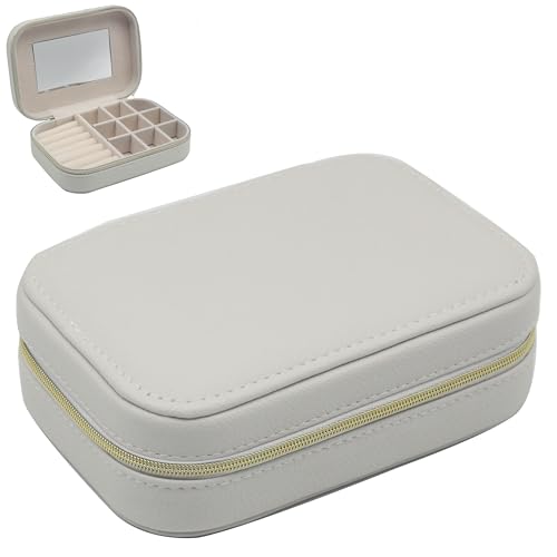 Lesser & Pavey Square White Faux Leather Lockable Jewellery Box - Lockable Storage, Soft Velvet Interior, Multi Compartment Layout, Travel Friendly, Elegant Gift