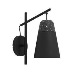 EGLO Indoor Wall Light Canterras, Wall Lamp Made of Black Metal and Grey and White Terrazzo, Living Room and Hallway Lighting Fixture, E27 Socket