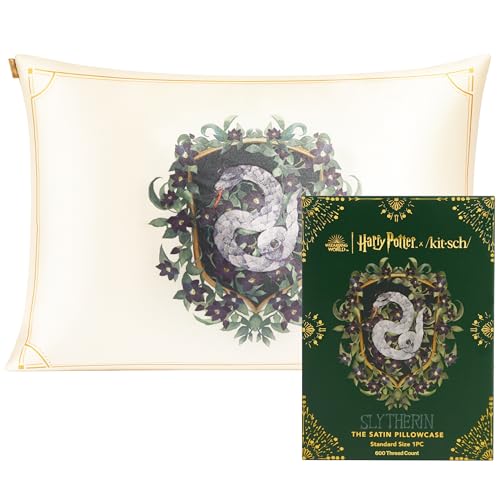 Kitsch x Harry Potter Satin Pillowcase with Zipper for Hair & Skin, Softer Than Silk Pillow Cases, Queen Pillow Covers, Machine Washable, Wrinkle-Free, Pillow Cases Standard Size