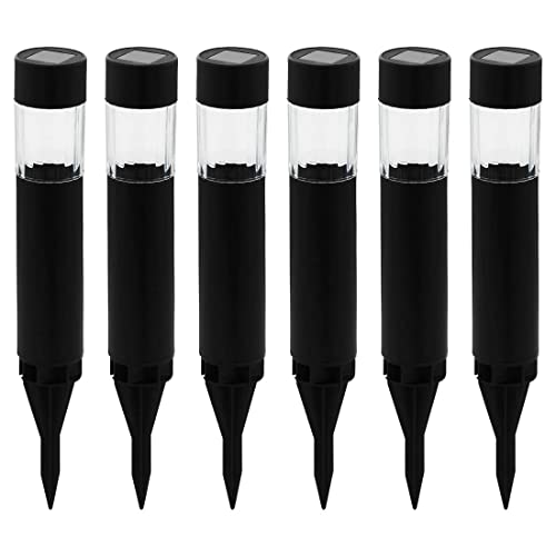 Eglo Set of 5 Solar Garden Lamps Rosalba, Path Lights with Ground Spike, Outdoor Lighting, Stainless Steel and Black Plastic, Neutral White, IP44