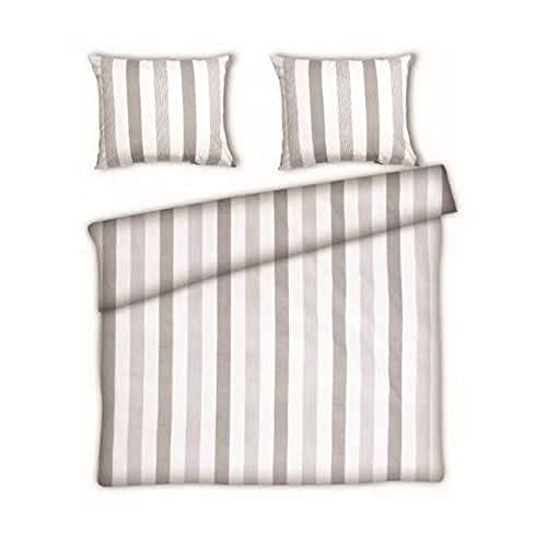 Papillon Postage Duvet Covers Grey, Cotton Satin, Gray, 240 x 200/220 cm