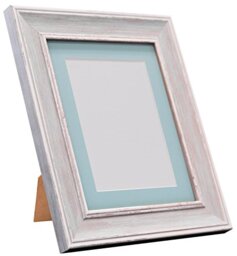 FRAMES BY POST Scandi Vintage Picture Photo and Poster Frame, Recycled Plastic, Distressed Blue with Blue Mount, 50 x 70 cm Image Size A2