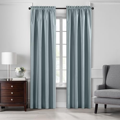 "Elrene Home Fashions Colette Faux Silk Blackout Window Curtain Panel, 52"" x 95"" (1, Mineral"