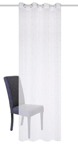 HOME WOHNIDEEN Amour 53523 Eyelet Curtain Transparent Structured Voile with Silver Print 245 x 140 cm (Height x Width), Colour: Silver