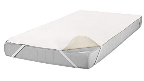 Setex kalmuck Mattress Protector, Bed Protector, Single Double Mattress Cover, Corner Rubber, 100% Cotton, Classic, Raw White, 2107, Cotton, Natural, 120 x 200 cm