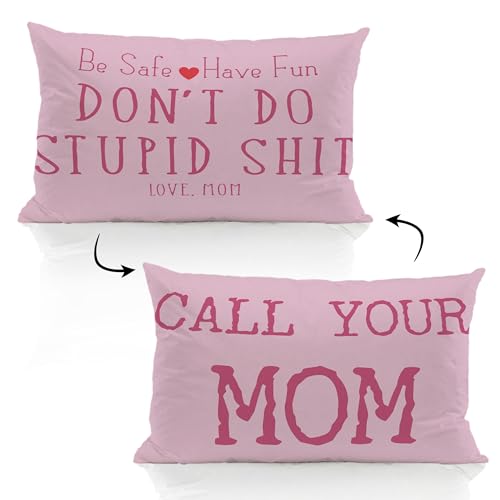 ZJSYXXU Call Your Mom Lumbar Pink 12 x 20 Pillow Cover - Funny Throw Pillows for Couch, College Dorm Room Decor, Son Daughter Graduation Gift