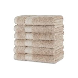 Amazon Basics Organic Cotton Hand Towels for Bathroom, Soft and Absorbent Towel Set, Fade Resistant, 41 x 66 cm, Taupe, 6-Pack