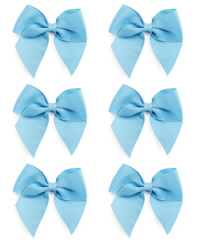 Italian Options Large Grosgrain Ribbon Bows, Self-Adhesive Fabric Bow Decorations for Gift Wrapping, Hampers, Christmas, Hair Bows, Crafts, Cakes, Crafting Accessories, Pale Blue, 6 Pack, 10 cm
