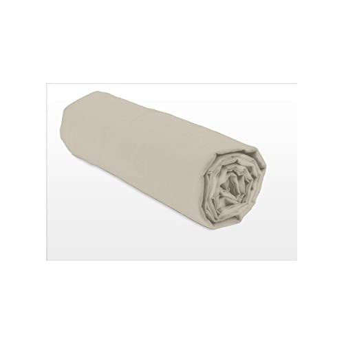 100% Cotton Fitted Sheet – 57 Thread Count – Size 140 x 190 cm – Beige – 25 cm Deep Weave – Soft, Breathable, Washable