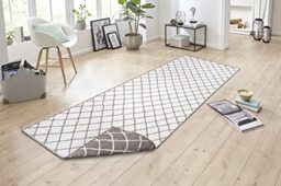 NORTHRUGS Malaga Indoor and Outdoor Rug 80 x 250 cm - Reversible Rug Weatherproof Modern Geometric Pattern for Balcony Patio Garden Conservatory Kitchen Living Room Rug Waterproof in Linen
