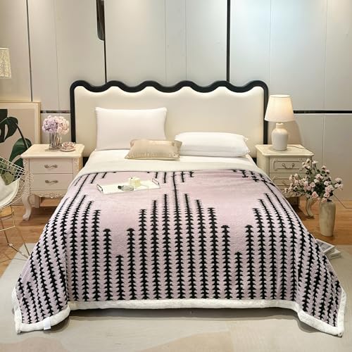 LEVINIS Boho Sherpa Fleece Blanket 80'' ?? 90'', Ultra Soft Aztec Queen Blanket for All Season, Cozy, Plush, Bohemian Throw Blanket for Bed/Couch/Sofa/Office/Camping, Purple