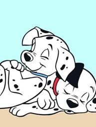 Komar Disney Wall Picture - 101 Dalmatian Cuddle - Children's Room, Baby Room, Decoration, Art Print - Size 30 x 40 cm (Width x Height) - Without Frame - WB004-30x40