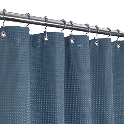 "Barossa Design Waffle Shower Curtain for Luxury Hotel Spa - Heavy Duty Fabric 230 GSM No Blow - Waterproof Machine Washable - Moonlight Blue, 71"" x 72"""