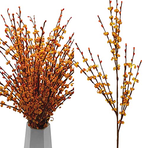 "Wootkey 5 Pcs 29.5"" Long Fake Fall Flowers Burnt Orange Jasmine Fall Floral Stems for Wedding Bouquets Dried Autumn Orange Fake Flowers for Vases Home Parties"
