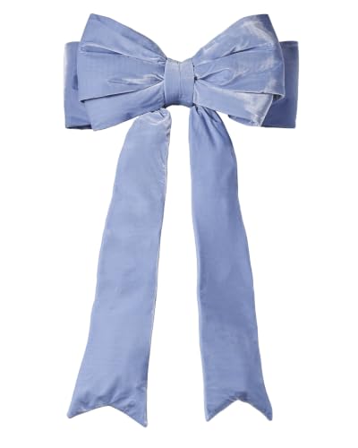 Extra Large Ice Blue Velvet Bow Christmas Tree Topper, Big Blue Bow Decoration