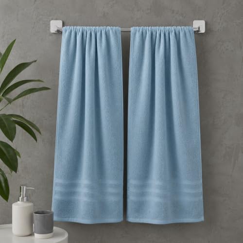 Catherine Lansfield Zero Twist Cotton 90x140cm Bath Sheet Pair Blue