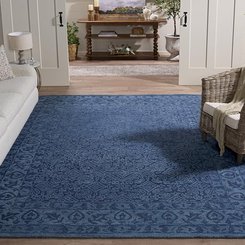 Safavieh Contemporary Rug for Living Room, Dining Room, Bedroom - Dip Dye Collection, Short Pile, in Navy Blue, 244 X 305 cm