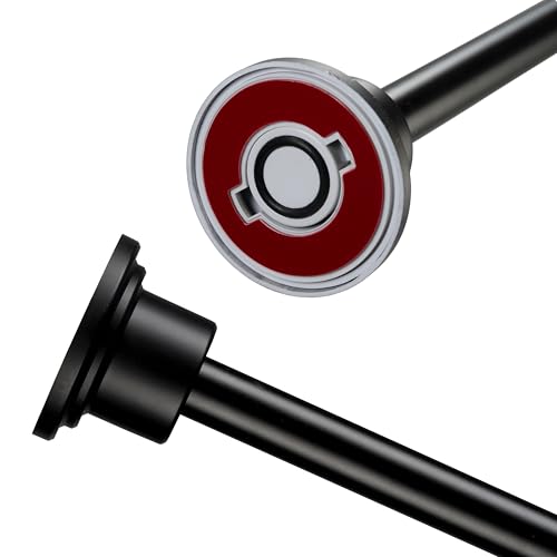 Croydex Stick 'n' Lock Extendable Shower Curtain Rod, Matt Black - Extends 1295-2298mm - No Drill Installation - Includes 12x Black Curtain Rings - Twist to Extend - Aluminium - Telescopic