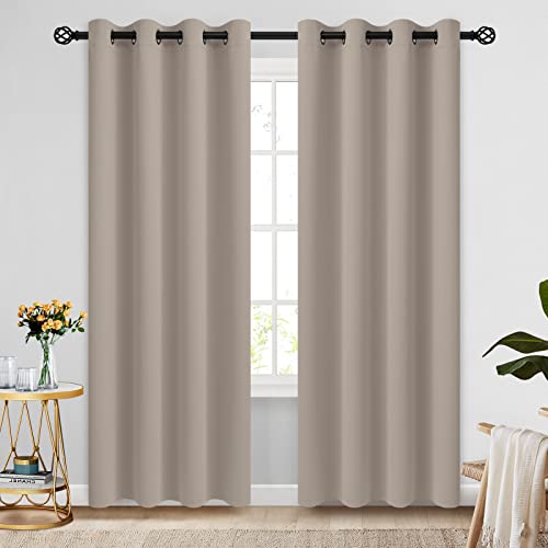 COSVIYA Room Darkening Curtains Set of 2 Panels 84 inch Length Blackout Curtains Natural Window Treatments with Grommet Insulated Thermal Drapes for Bedroom/Living Room,52x84 inches